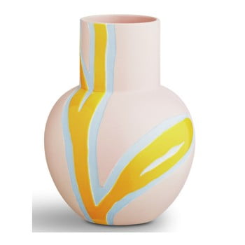Vază din gresie Kähler Design Fiora, roz-galben