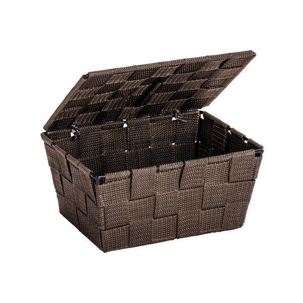 Hnědý košík s víkem Wenko Adria, 14 x 19 cm