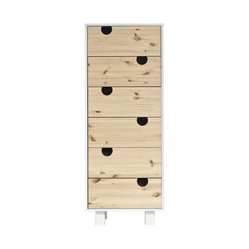 Comodă cu șase sertare karup design house white/natural