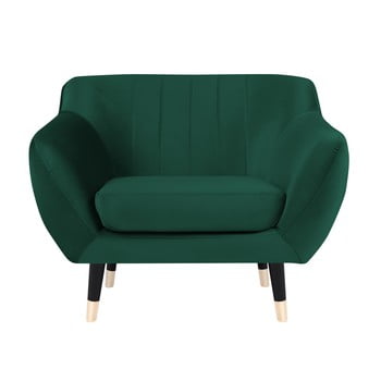 Fotoliu mazzini sofas benito cu picioare negre, verde