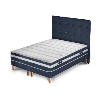 Pat cu saltea și boxspring dublu Stella Cadente Maison Venus Cadente, 180 x 200 cm, albastru închis