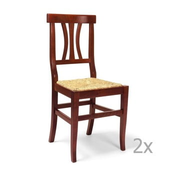 Set 2 scaune din lemn și paie castagnetti straw