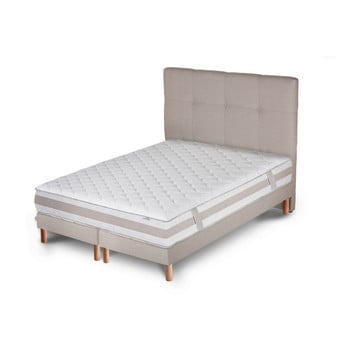 Pat cu saltea și box spring dublu stella cadente maison saturne saches, 180 x 200 cm, gri deschis