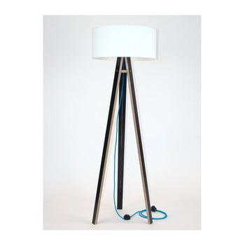 Lampadar cu abajur alb și cablu turcoaz ragaba wanda, negru