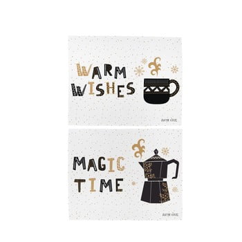 Set 2 șervețele din bumbac cu motive de crăciun butter kings scandi christmas, 45 x 35 cm