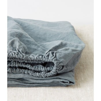 Cearșaf elastic din in linen tales, 90 x 200 cm, albastru deschis