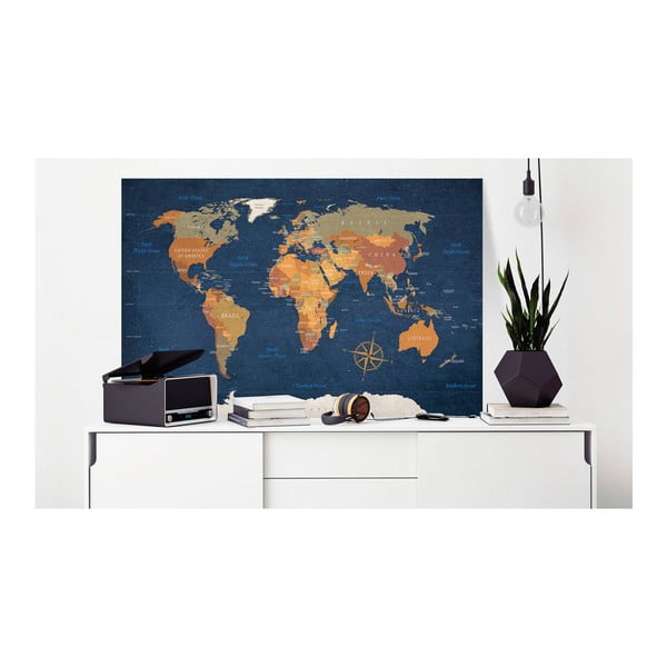 Nástěnka s mapou světa Bimago Ink Oceans, 90 x 60 cm