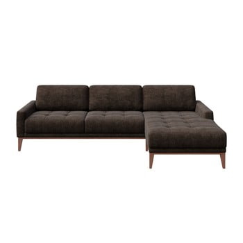 Colțar cu șezlong pe partea dreaptă mesonica musso tufted, maro închis