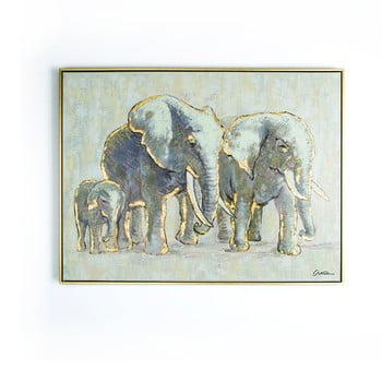 Tablou pictat manual graham & brown elephant family, 80 x 60 cm