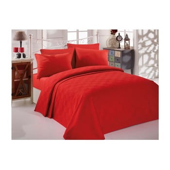 Cuvertură din bumbac pentru pat de o persoană single pique rojo, 160 x 235 cm