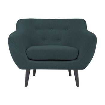 Fotoliu cu picioare maro mazzini sofas piemont, albastru închis
