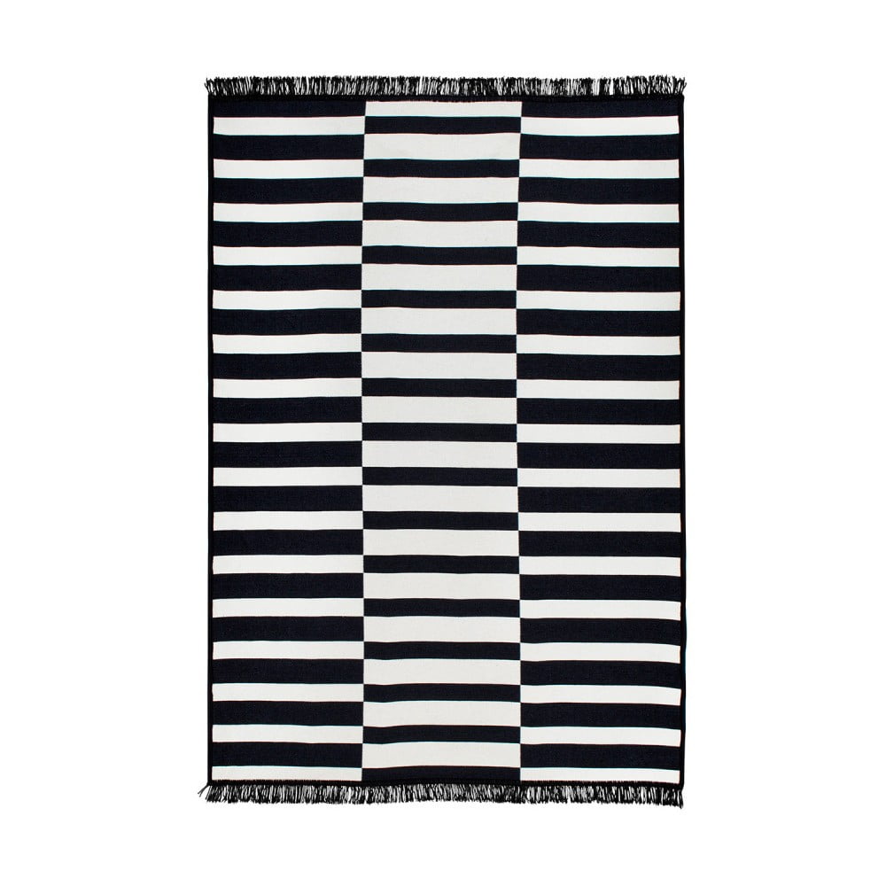 Černo-bílý oboustranný koberec Poros, 80 x 150 cm