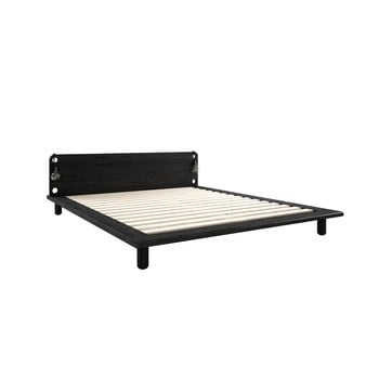 Pat dublu din lemn masiv cu lămpi karup design peek, 180 x 200 cm, negru