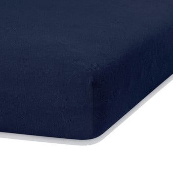 Cearceaf elastic ameliahome ruby, 200 x 80-90 cm, albastru închis