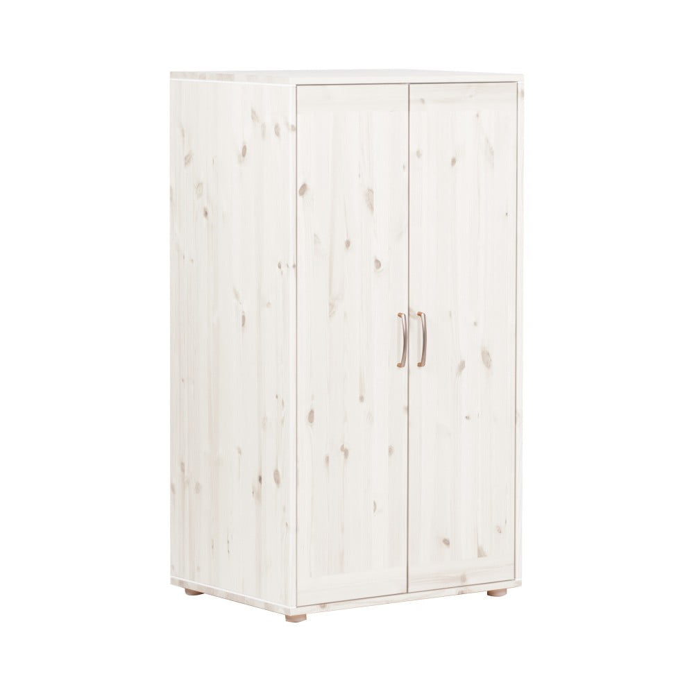 Bílá dětská šatní skříň z borovicového dřeva Flexa Classic, výška 133 cm