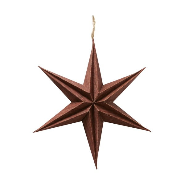 Hnědá vánoční papírová závěsná dekorace ve tvaru hvězdy Boltze Kassia, ø 20 cm