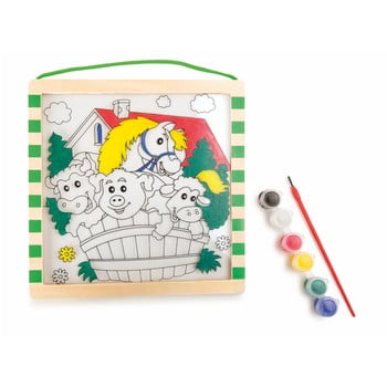 Cartea de colorat din lemn cu vopsea și pensulă legler animals