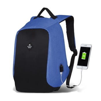 Rucsac cu port usb my valice secret smart bag, negru-albastru