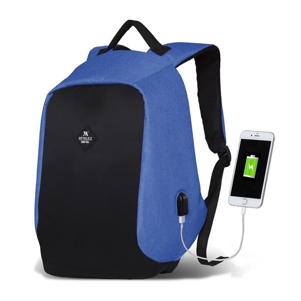 Černo-modrý batoh s USB portem My Valice SECRET Smart Bag