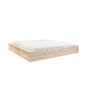 Pat dublu din lemn masiv cu spațiu de depozitare și futon double latex mat karup design, 160 x 200 cm