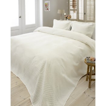 Cuvertură și 2 fețe de pernă sleeptimecharlene, 260 x 250 cm, crem deschis
