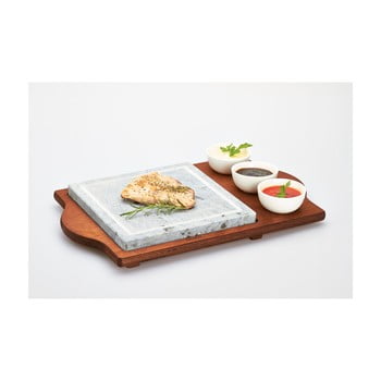 Set tavă, piatră pentru gătit și boluri Bisetti Stone Plate, 48 x 30 cm imagine