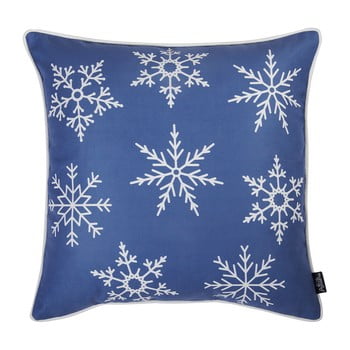 Față de pernă cu model de crăciun apolena honey snowflakes, 45 x 45 cm, albastru