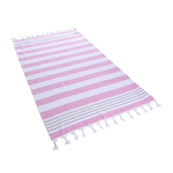 Prosop baie din bumbac DecoKing Fuchsia Santorin, 90 x 170 cm