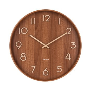 Ceas de perete din lemn de tei karlsson pure large, maro, ø 60 cm