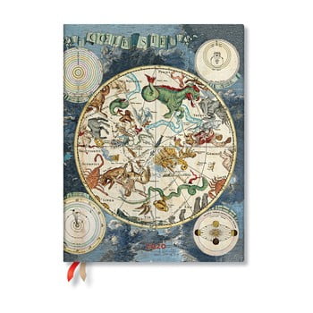 Agendă pentru anul 2020, cu copertă tare paperblanks celestial planisphere, 160 file, albastru