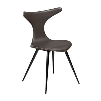 Scaun din piele ecologică cu cotiere negre metalice dan–form denmark dolphin, gri închis