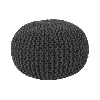 Puf tricotat label51 knitted, Ø 50 cm, negru