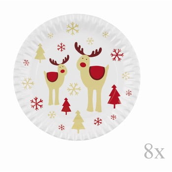 Set 8 farfurii din hârtie pentru crăciun neviti rocking rudolf, ⌀ 23 cm