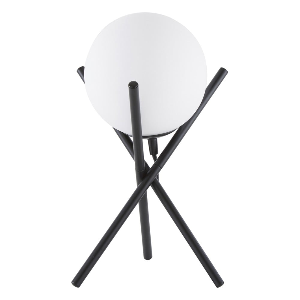 Černo-bílý stolní lampa se skleněným stínidlem Westwing Collection Erik, výška 33 cm