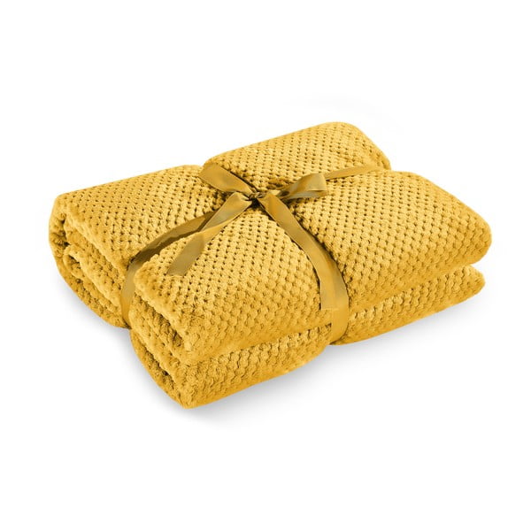 Hořčicově žlutá deka z mikrovlákna DecoKing Henry, 220 x 240 cm