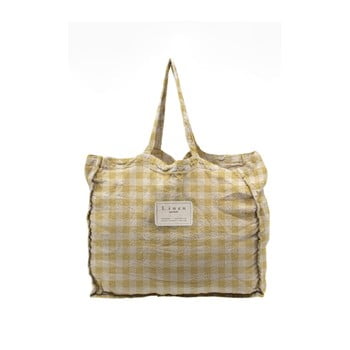 Geantă textilă linen couture linen bag yellow vichy