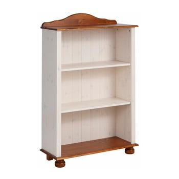 Bibliotecă joasă din lemn de pin støraa ella, alb-maro