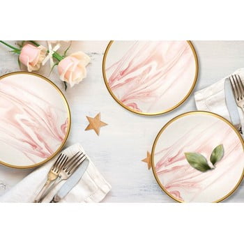 Set 6 farfurii din porțelan pentru desert mia lucid, ⌀ 19 cm, roz - alb