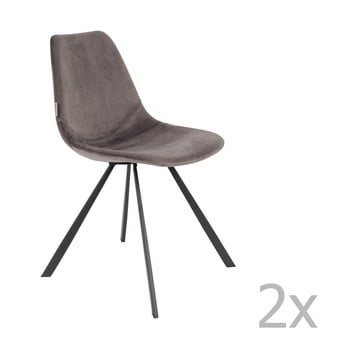 Set 2 scaune cu tapițerie catifelată dutchbone franky, gri