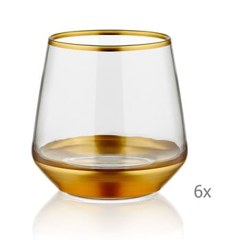 Set 6 pahare mia glam gold, 257 ml