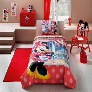 Set cuvertură și față de pernă pentru pat copii Minnie Tea Time, 160 x 220 cm imagine