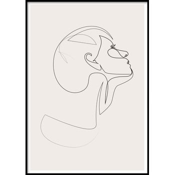 Poster cu ramă pentru perete sketchline/face, 50 x 70 cm