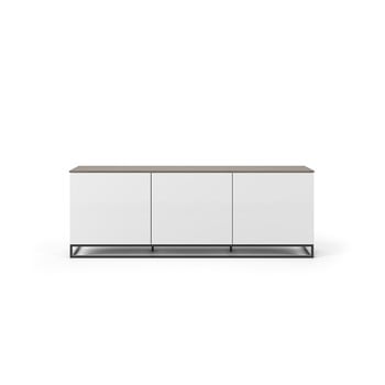 Masă tv cu blat în decor de lemn de nuc temahome join, 180 x 65 cm, alb - negru