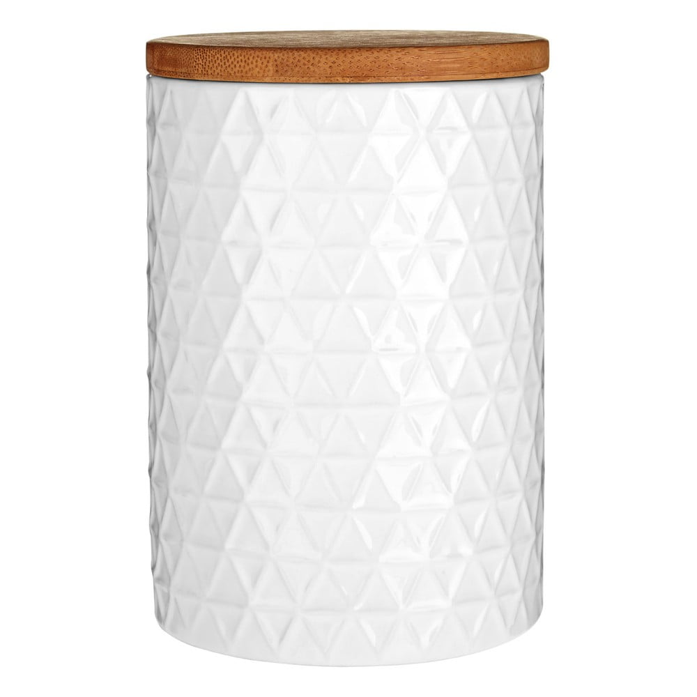 Bílá dóza s bambusovým víkem Premier Housewares White Tri Canister, ⌀ 10 cm