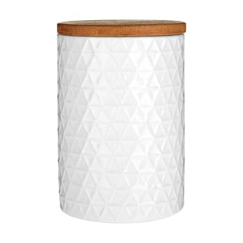 Recipient cu capac din lemn de bambus premier housewares tri, ⌀ 10 cm, alb