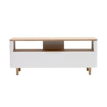 Comodă TV din lemn de stejar alb Unique Furniture Amalfi imagine
