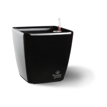 Ghiveci cu sistem de auto-irigare flower lover quadrato, 34 x 34 cm, negru