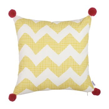 Față de pernă apolena zigzag pompon, 43 x 43 cm, galben