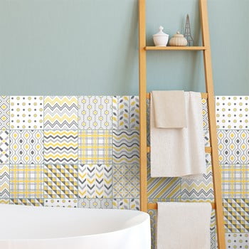 Set 24 autocolante ambiance scandinavian tiles stockholm, 10 x 10 cm