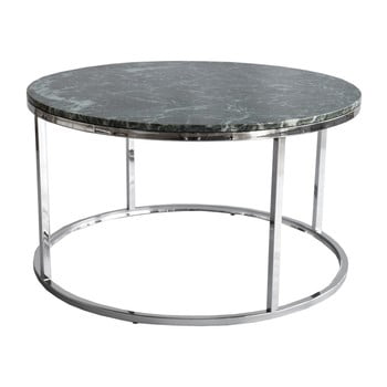 Măsuță de cafea rge accent, blat din marmură verde și structură cromată, 85 cm